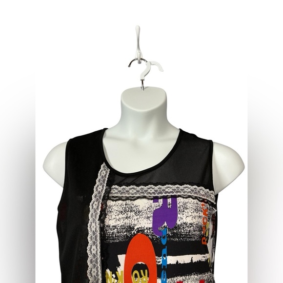NWOT, Rio Collection, Sleeveless Tunic Rock & Roll, Large, Black & Colors - Picture 3 of 10